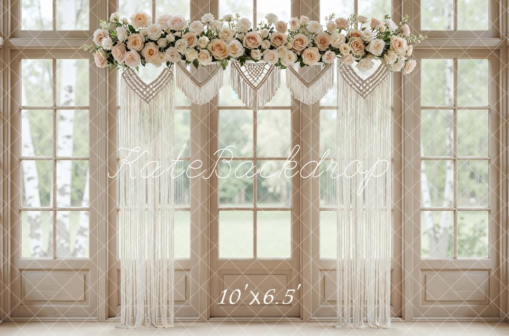 Kate Wedding/spring Floral Macrame Windows Backdrop Designed by Mini MakeBelieve - Image 4