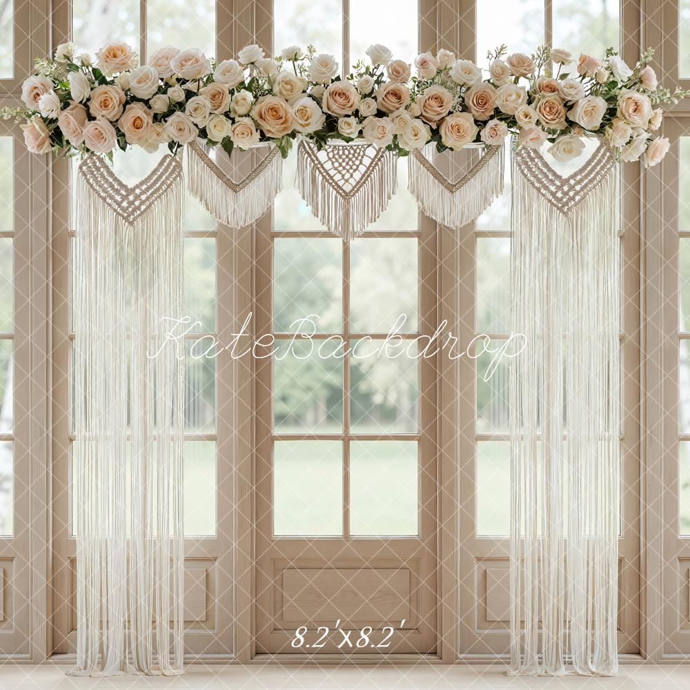 Kate Wedding/spring Floral Macrame Windows Backdrop Designed by Mini MakeBelieve - Image 5