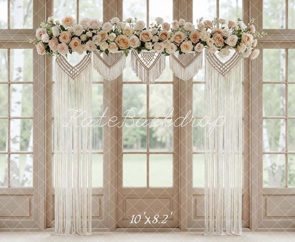Kate Wedding/spring Floral Macrame Windows Backdrop Designed by Mini MakeBelieve - Image 6