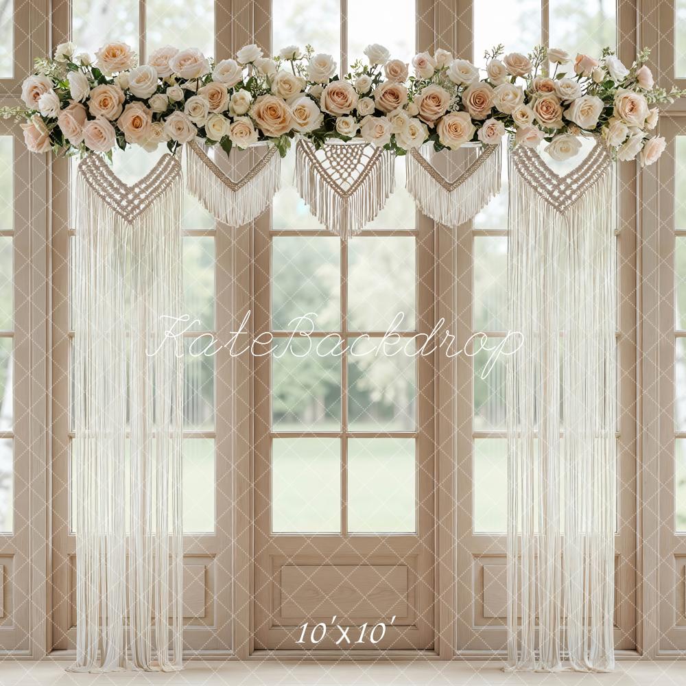 Kate Wedding/spring Floral Macrame Windows Backdrop Designed by Mini MakeBelieve - Image 7