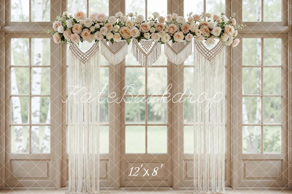 Kate Wedding/spring Floral Macrame Windows Backdrop Designed by Mini MakeBelieve - Image 8