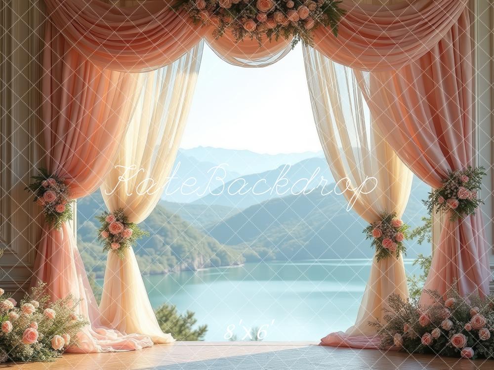 Kate Wedding Floral Curtains Lake View Backdrop Designed by Laura Bybee - Image 3