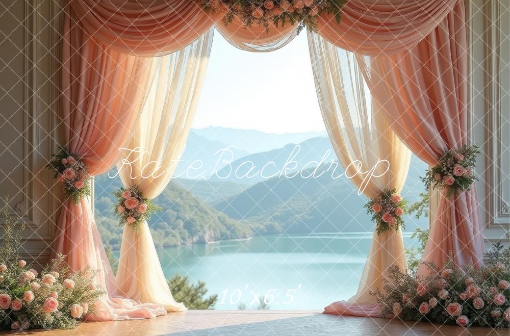 Kate Wedding Floral Curtains Lake View Backdrop Designed by Laura Bybee - Image 4