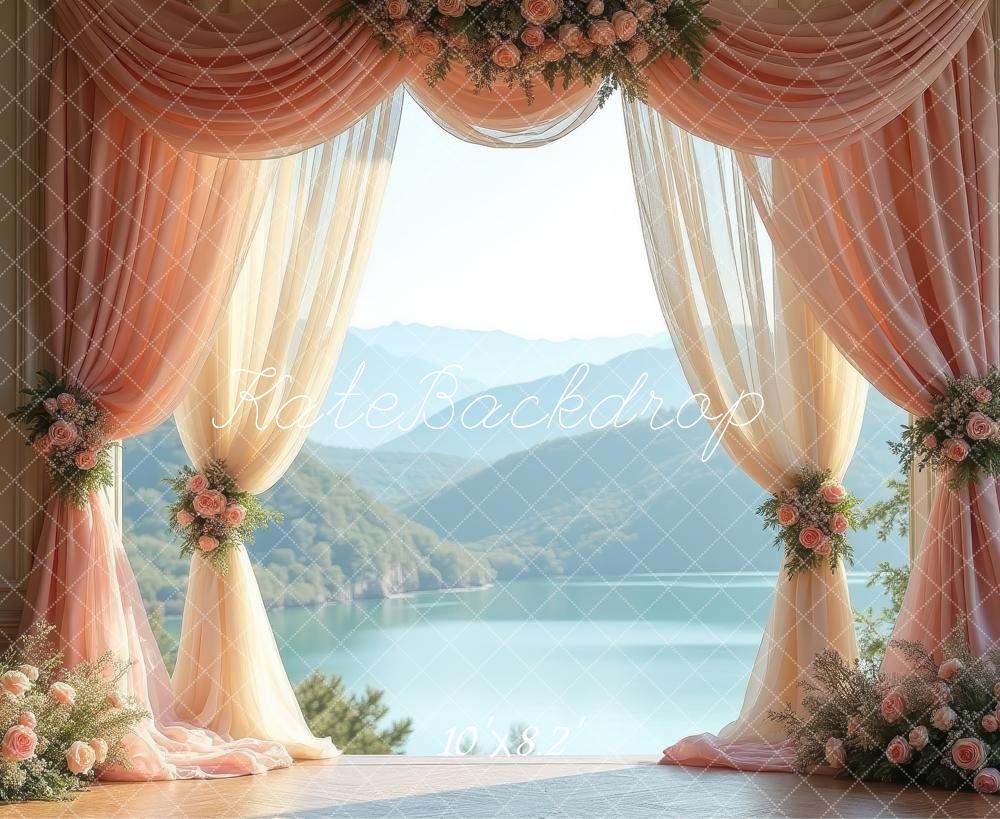 Kate Wedding Floral Curtains Lake View Backdrop Designed by Laura Bybee - Image 6