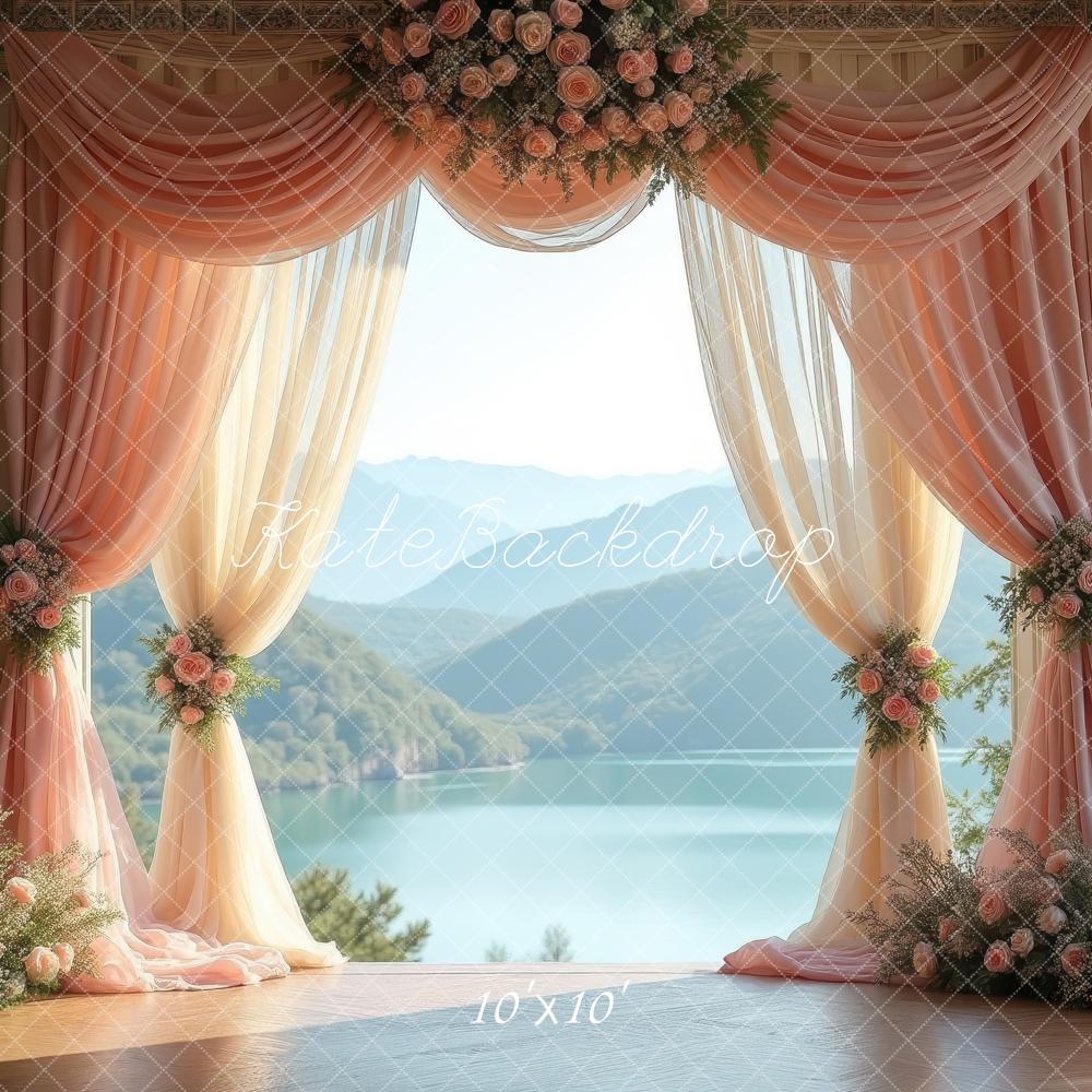Kate Wedding Floral Curtains Lake View Backdrop Designed by Laura Bybee - Image 7