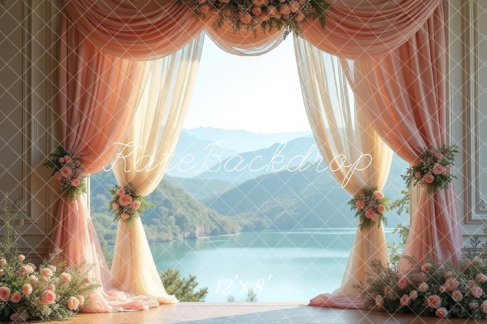 Kate Wedding Floral Curtains Lake View Backdrop Designed by Laura Bybee - Image 8