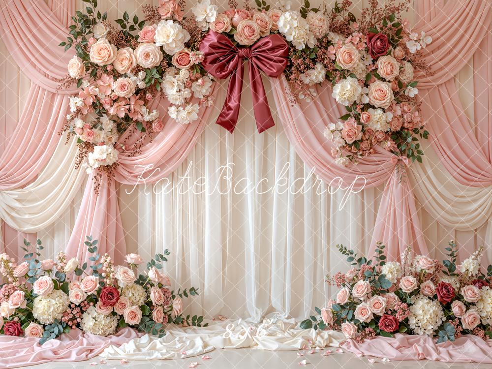 Kate Wedding Floral Pink Drapes Backdrop Designed by Emetselch - Image 3