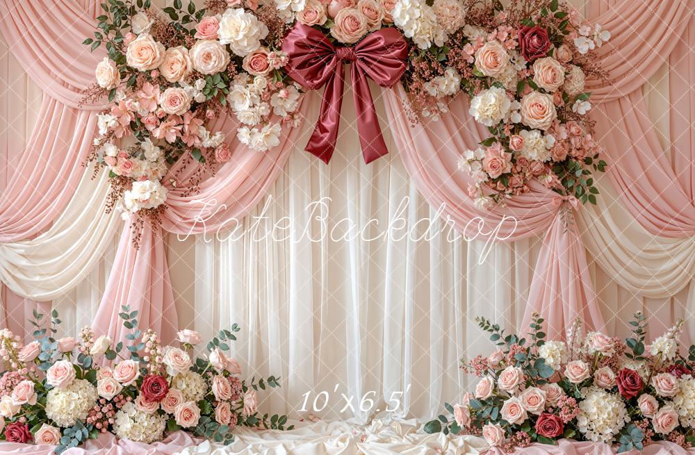 Kate Wedding Floral Pink Drapes Backdrop Designed by Emetselch - Image 4