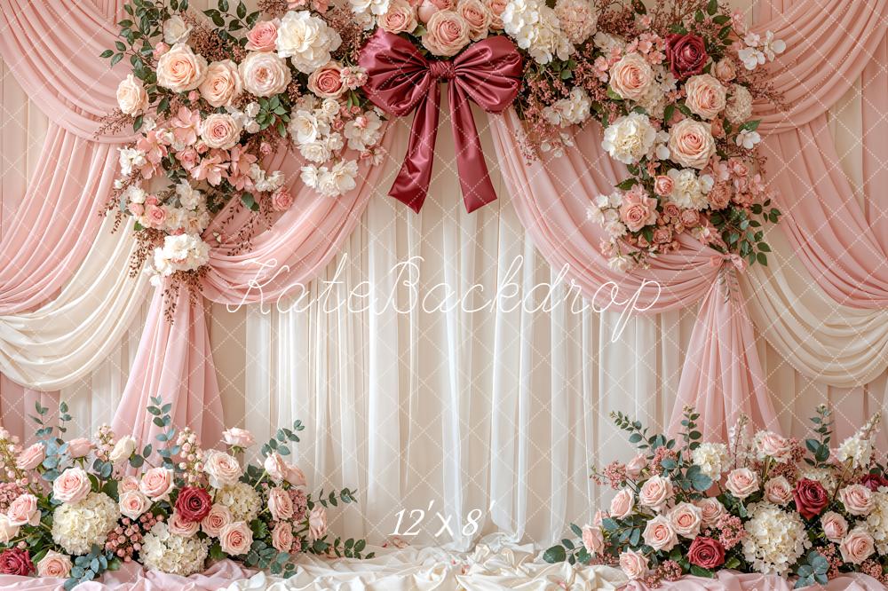 Kate Wedding Floral Pink Drapes Backdrop Designed by Emetselch - Image 8