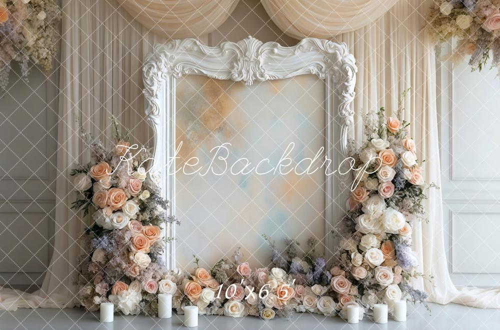 Kate Wedding Floral White Frame Backdrop Designed by Mini MakeBelieve - Image 4