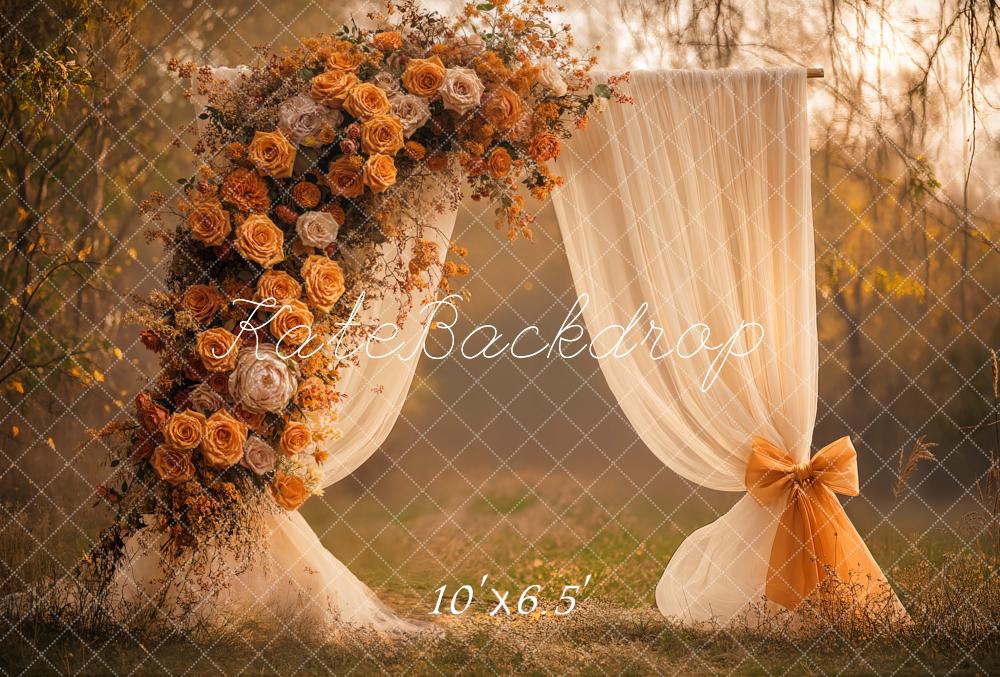 Kate Wedding Floral Arch Curtain Bow Fleece Backdrop Designed by Emetselch - Image 2
