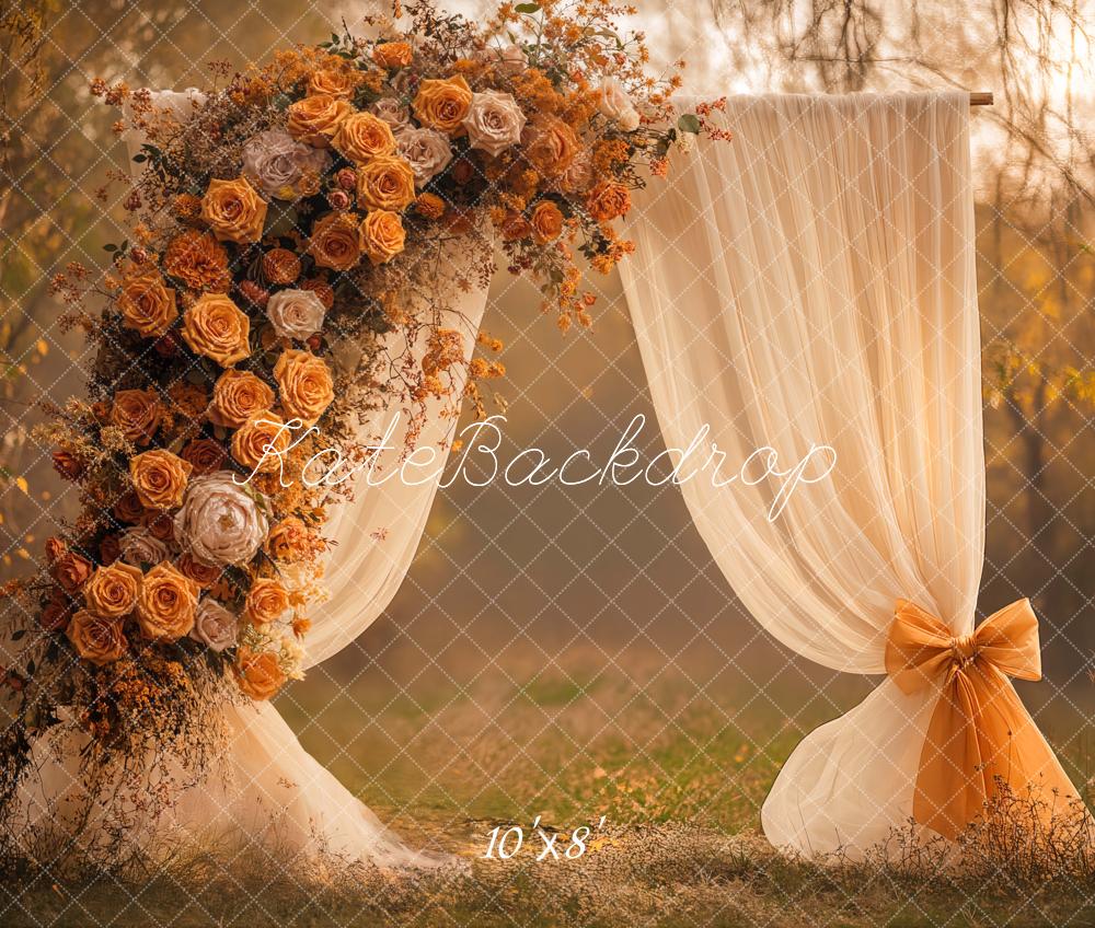 Kate Wedding Floral Arch Curtain Bow Fleece Backdrop Designed by Emetselch - Image 3