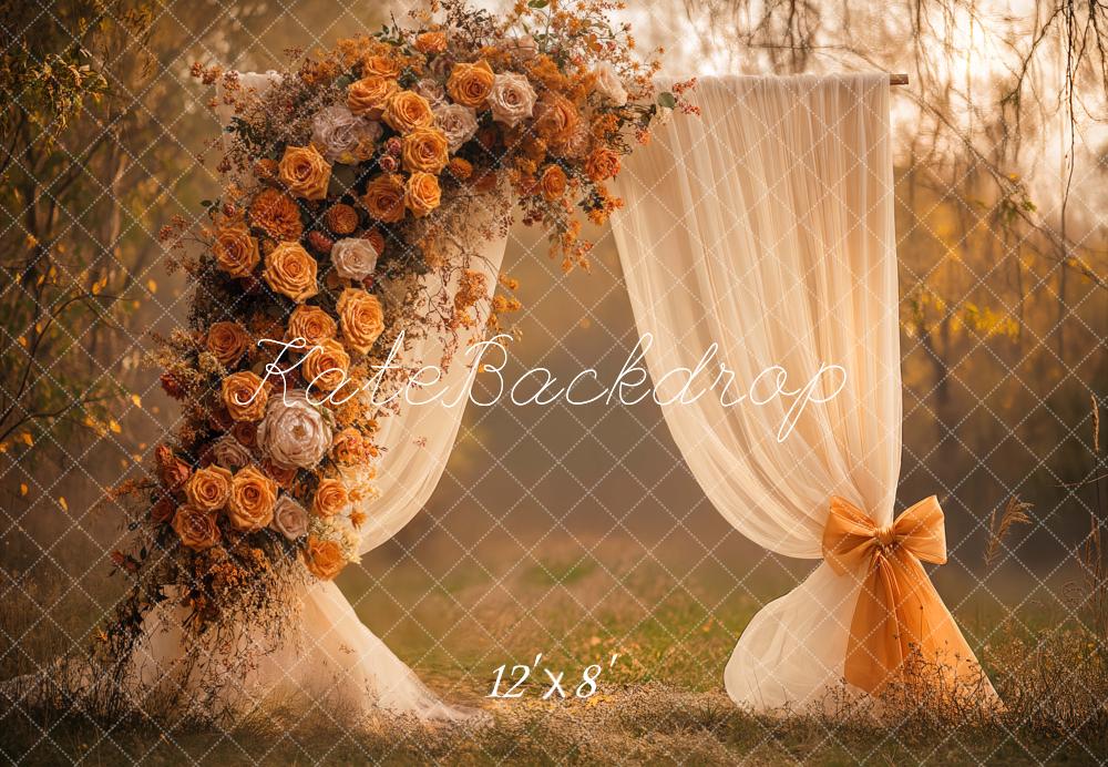 Kate Wedding Floral Arch Curtain Bow Fleece Backdrop Designed by Emetselch - Image 4