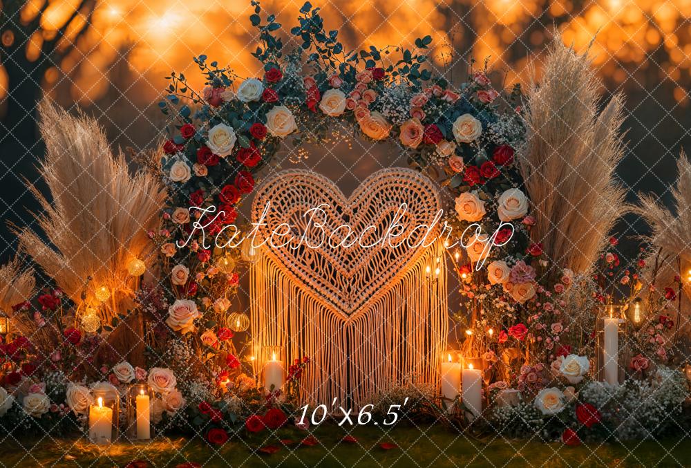 Kate Wedding Arch Heart Macrame Fleece Backdrop Designed by Emetselch - Image 2