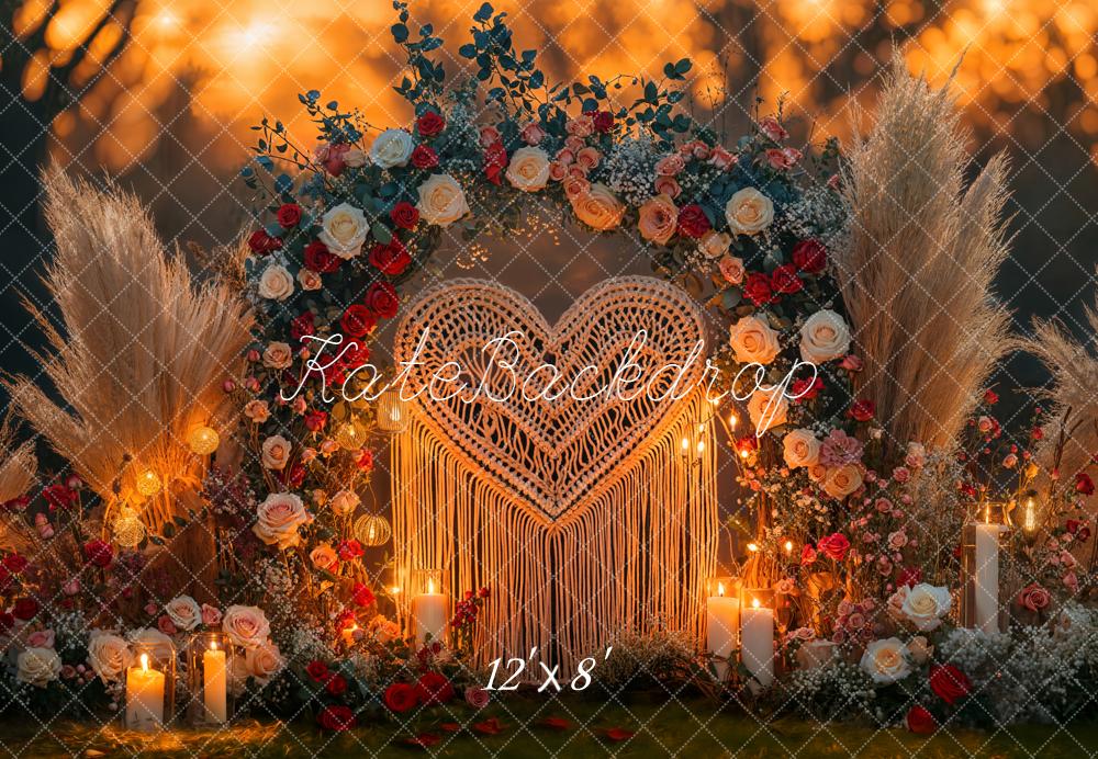 Kate Wedding Arch Heart Macrame Fleece Backdrop Designed by Emetselch - Image 4