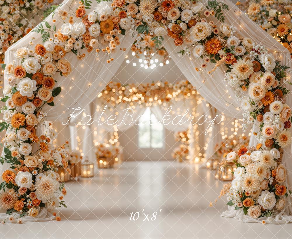 Kate Wedding Flower Arch Lanterns Fleece Backdrop Designed by Emetselch - Image 3