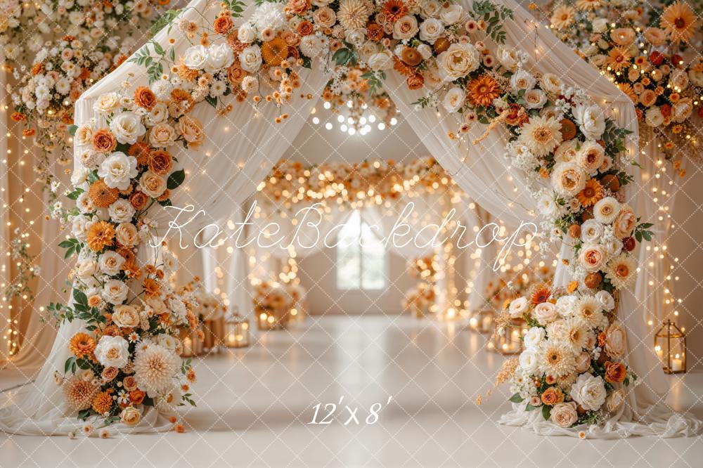 Kate Wedding Flower Arch Lanterns Fleece Backdrop Designed by Emetselch - Image 4