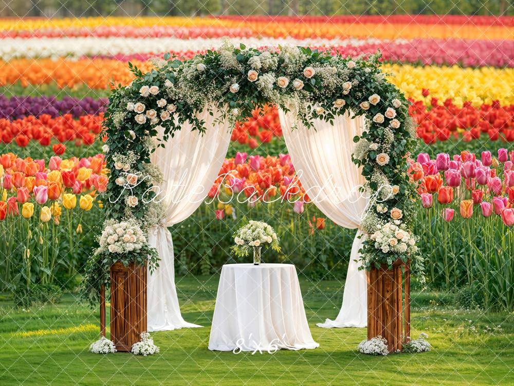 Kate Spring Wedding Arch Tulip Garden Backdrop Designed by Emstselch - Image 3
