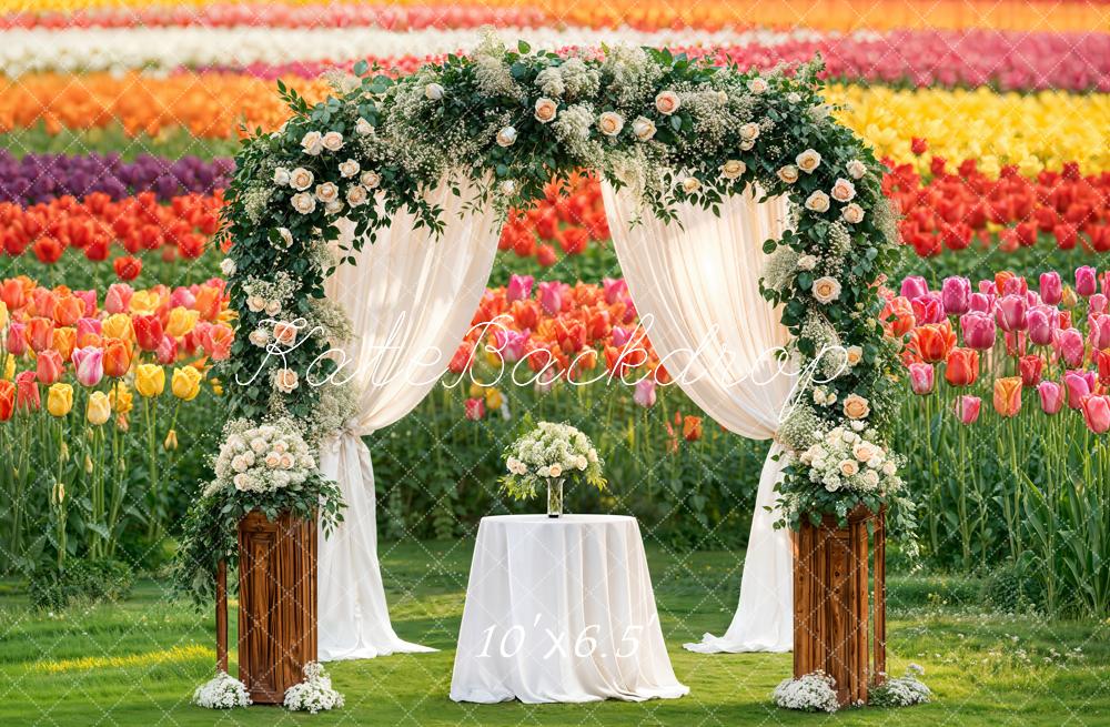 Kate Spring Wedding Arch Tulip Garden Backdrop Designed by Emstselch - Image 4