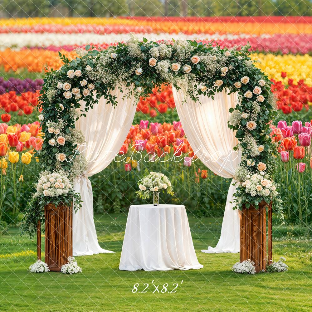 Kate Spring Wedding Arch Tulip Garden Backdrop Designed by Emstselch - Image 5
