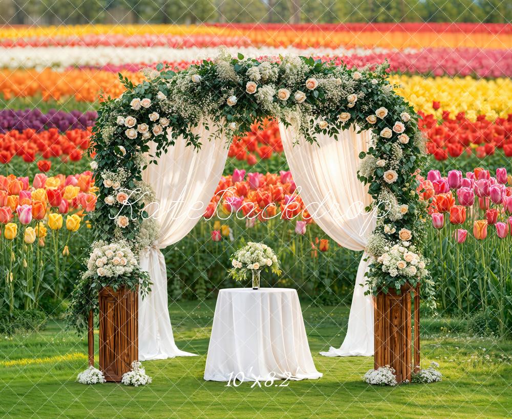 Kate Spring Wedding Arch Tulip Garden Backdrop Designed by Emstselch - Image 6