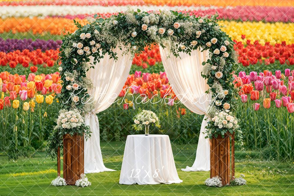 Kate Spring Wedding Arch Tulip Garden Backdrop Designed by Emstselch - Image 8