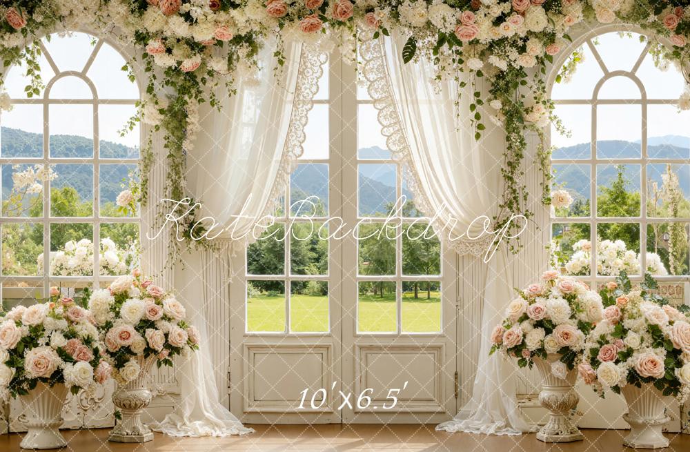 Kate Wedding Flower Arch Window Curtains Fleece Backdrop Designed by Emstselch - Image 2