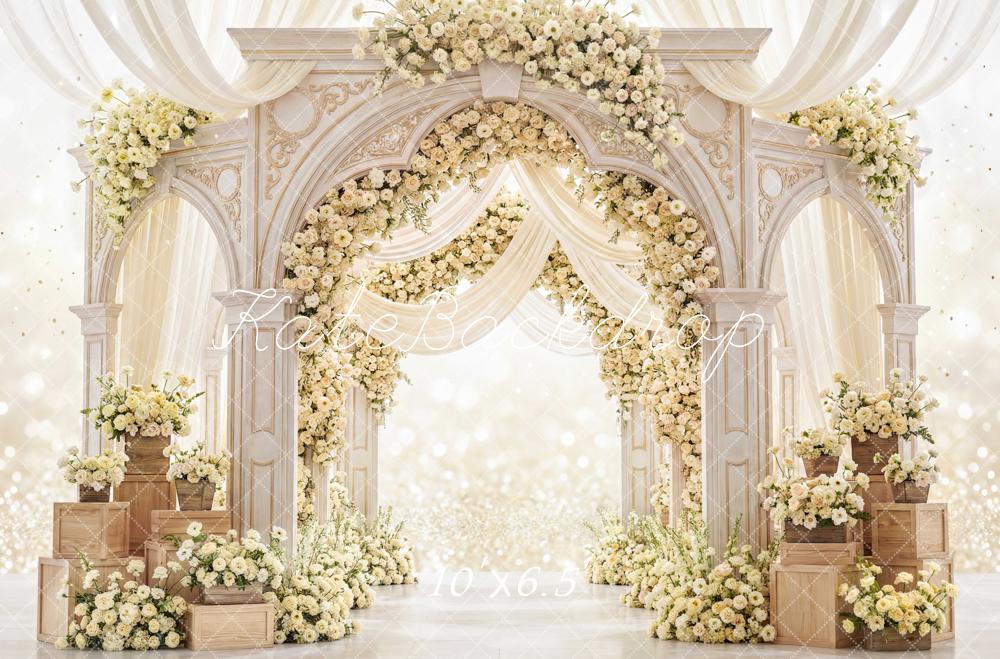Kate Wedding Flower Arch Wooden Crates Cream Backdrop Designed by Mini MakeBelieve - Image 4