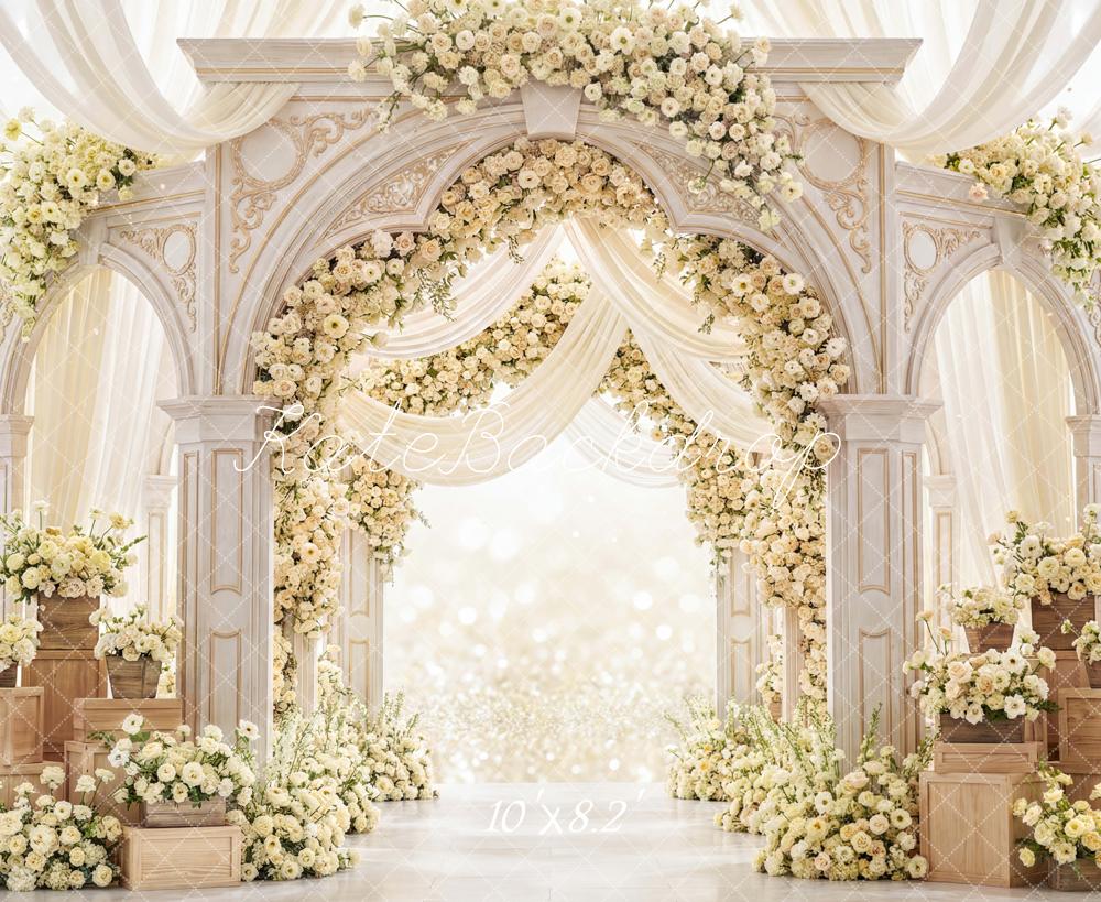 Kate Wedding Flower Arch Wooden Crates Cream Backdrop Designed by Mini MakeBelieve - Image 6