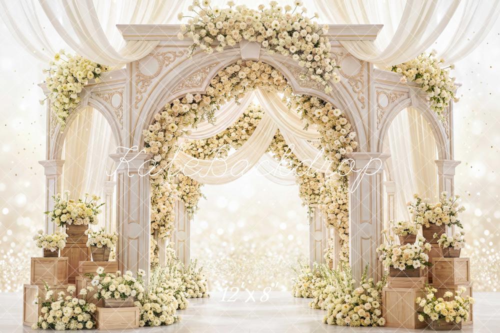 Kate Wedding Flower Arch Wooden Crates Cream Backdrop Designed by Mini MakeBelieve - Image 8