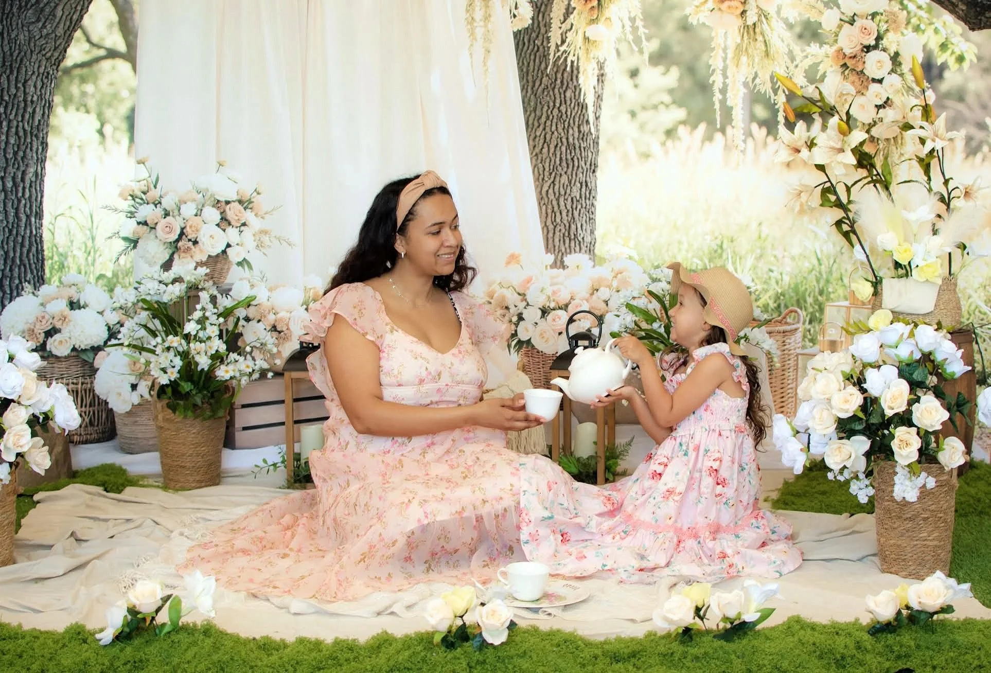 Kate Spring Wedding Floral Cream Drapes Lanterns Backdrop Designed by Mini MakeBelieve - Image 10