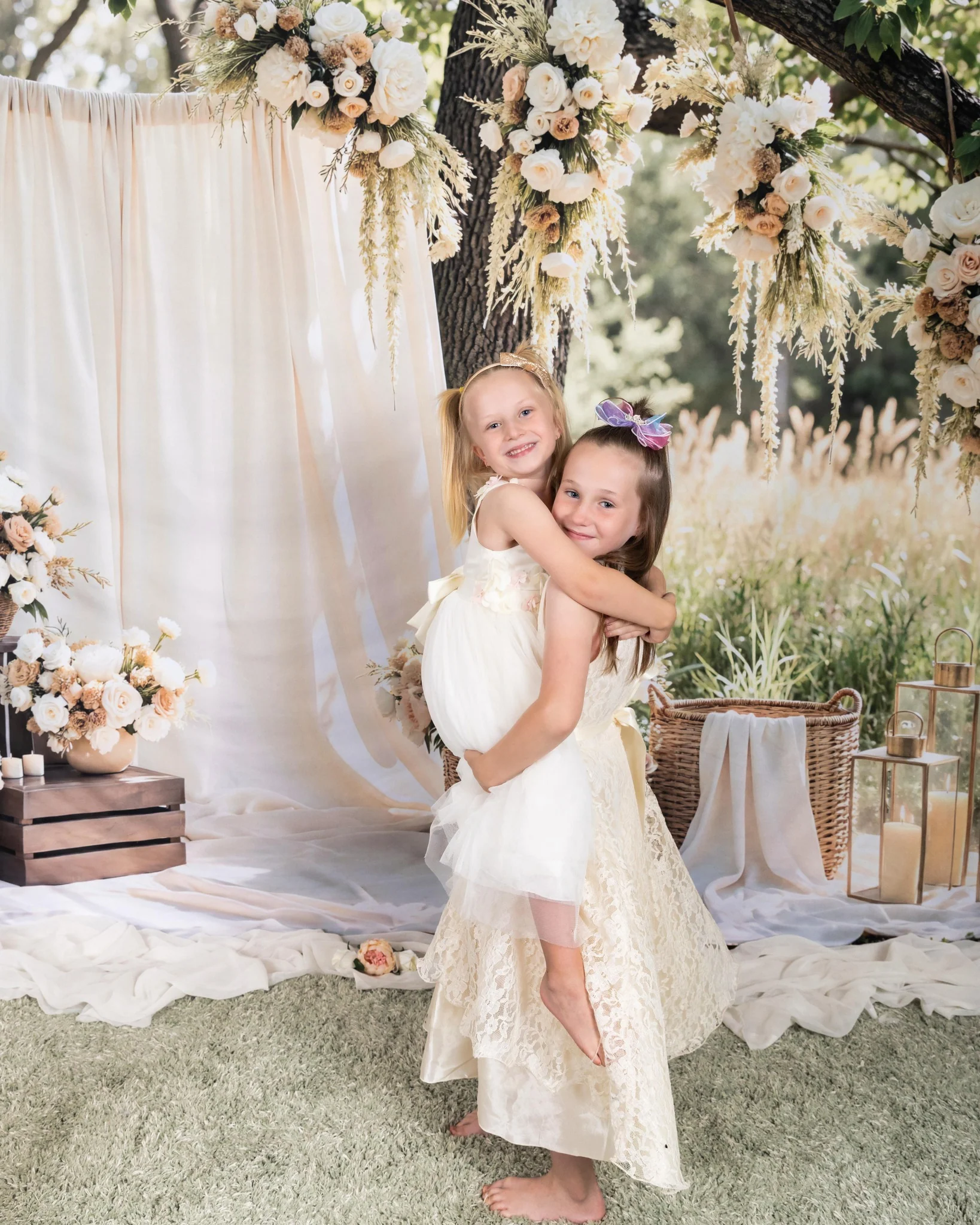 Kate Spring Wedding Floral Cream Drapes Lanterns Backdrop Designed by Mini MakeBelieve - Image 12