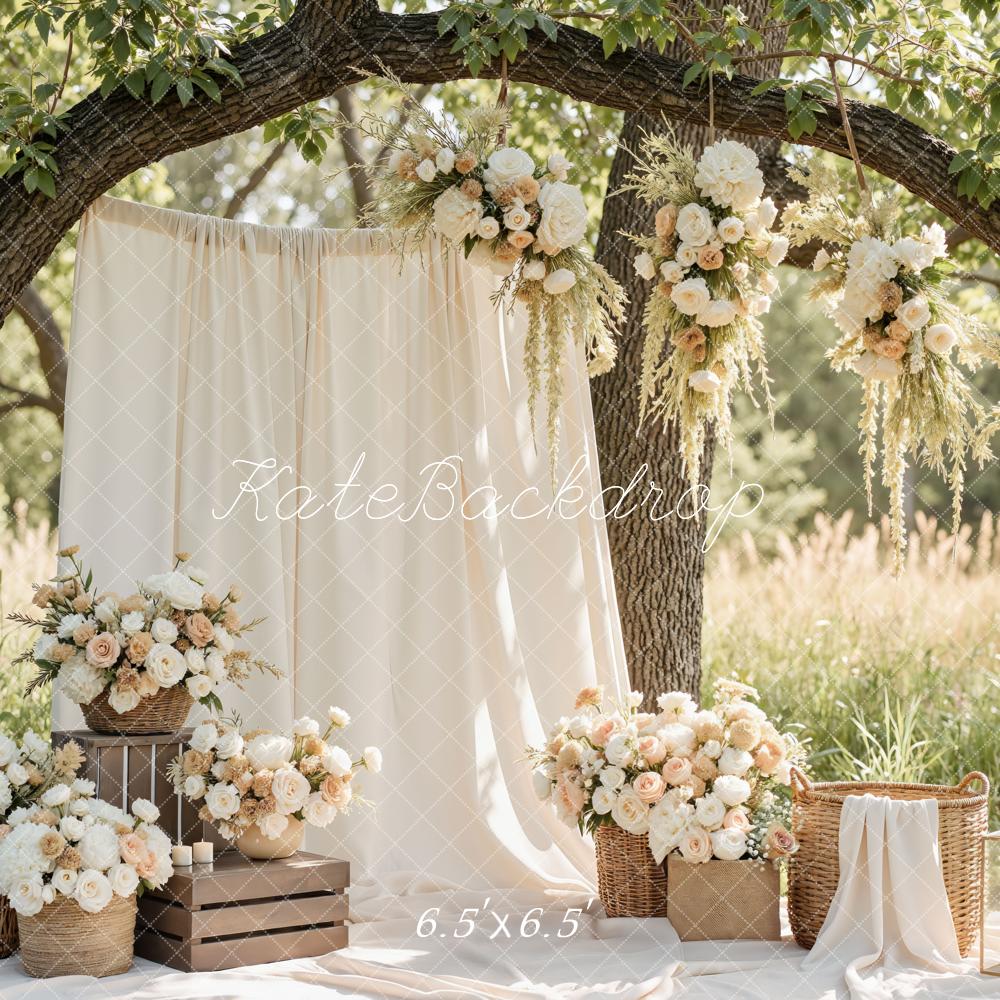 Kate Spring Wedding Floral Cream Drapes Lanterns Backdrop Designed by Mini MakeBelieve - Image 14