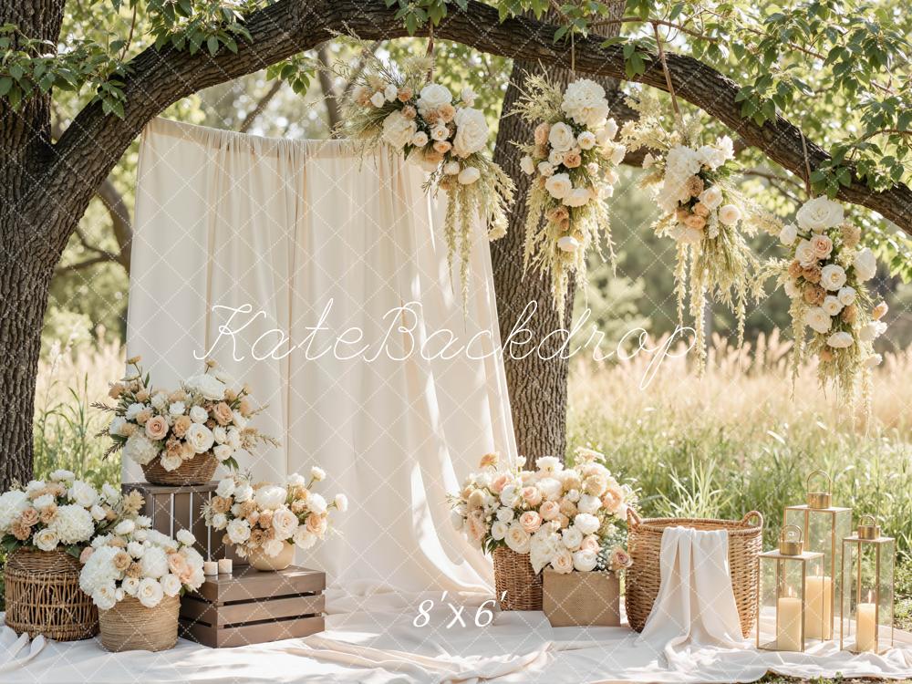 Kate Spring Wedding Floral Cream Drapes Lanterns Backdrop Designed by Mini MakeBelieve - Image 15