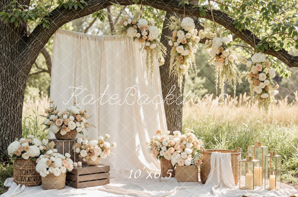 Kate Spring Wedding Floral Cream Drapes Lanterns Backdrop Designed by Mini MakeBelieve - Image 16