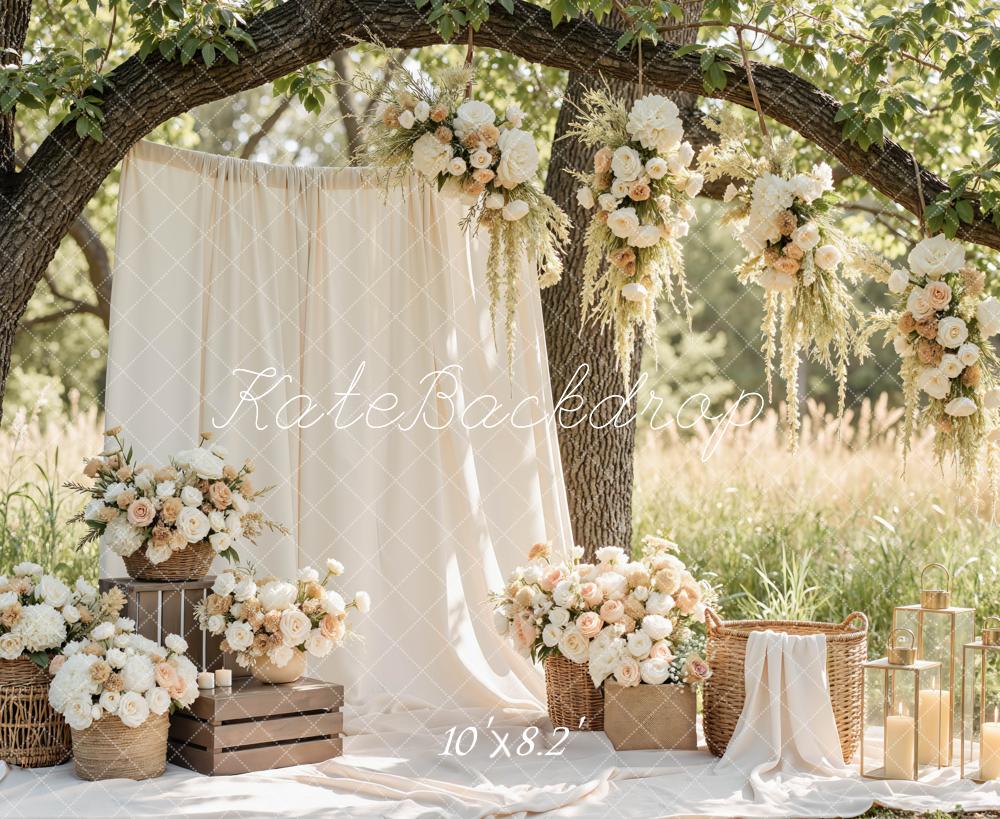 Kate Spring Wedding Floral Cream Drapes Lanterns Backdrop Designed by Mini MakeBelieve - Image 18