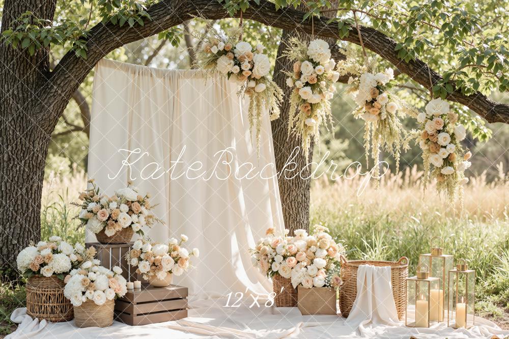 Kate Spring Wedding Floral Cream Drapes Lanterns Backdrop Designed by Mini MakeBelieve - Image 20