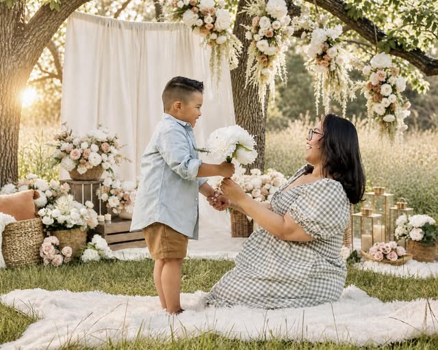 Kate Spring Wedding Floral Cream Drapes Lanterns Backdrop Designed by Mini MakeBelieve - Image 8