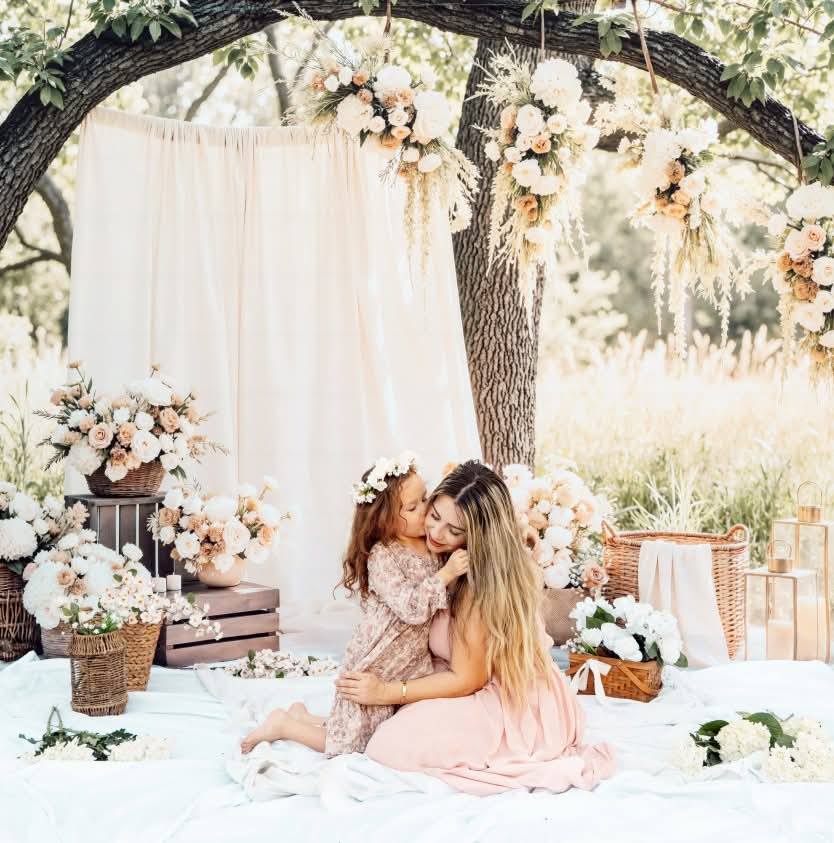 Kate Spring Wedding Floral Cream Drapes Lanterns Backdrop Designed by Mini MakeBelieve - Image 9