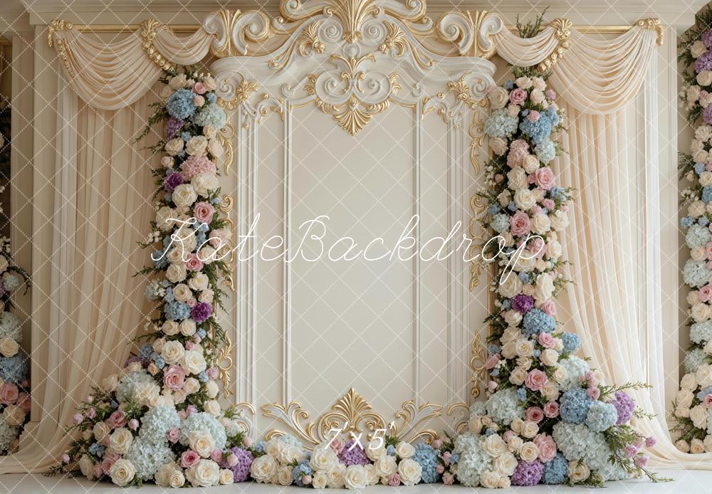 Kate Wedding Flower Cream Curtains Backdrop Designed by Mini MakeBelieve