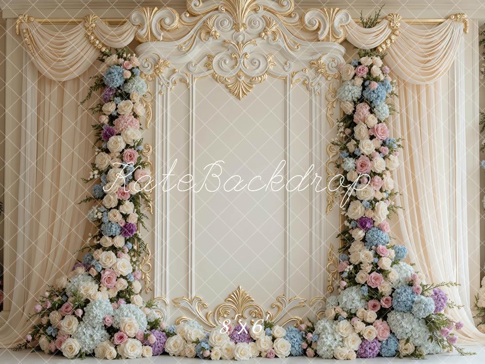 Kate Wedding Flower Cream Curtains Backdrop Designed by Mini MakeBelieve - Image 3