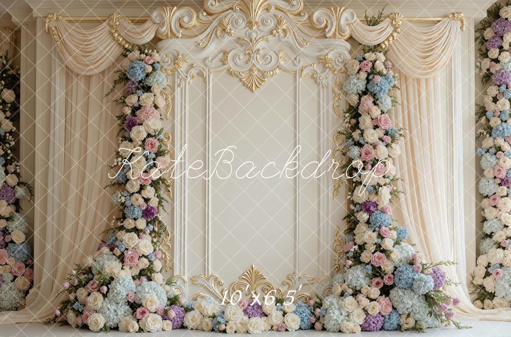Kate Wedding Flower Cream Curtains Backdrop Designed by Mini MakeBelieve - Image 4