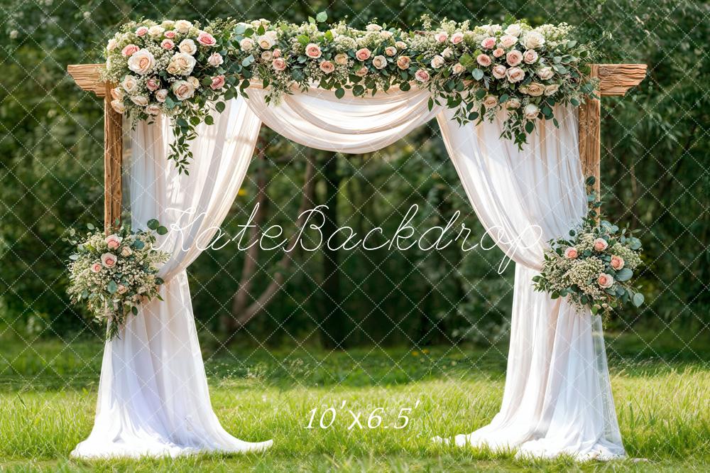 Kate Wedding Floral Drapes Fleece Backdrop Designed by Chain Photography - Image 2