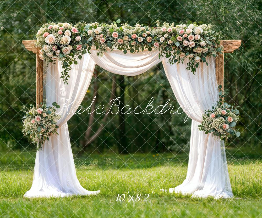 Kate Wedding Floral Drapes Fleece Backdrop Designed by Chain Photography - Image 3