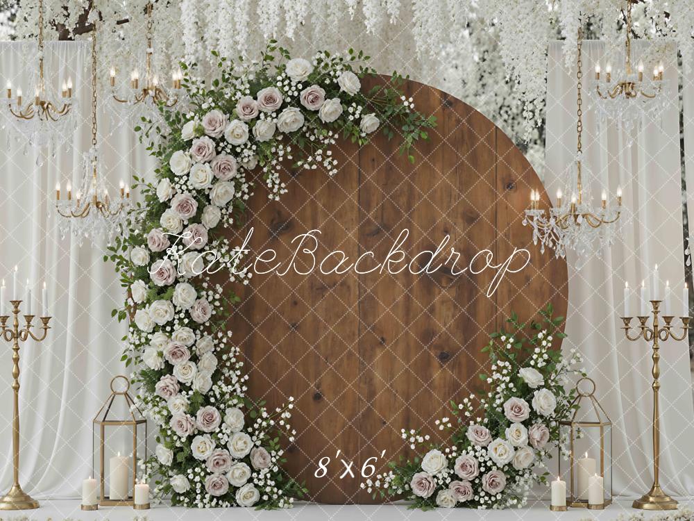 Kate Wedding Garland Chandeliers Wood Backdrop Designed by Mini MakeBelieve - Image 3