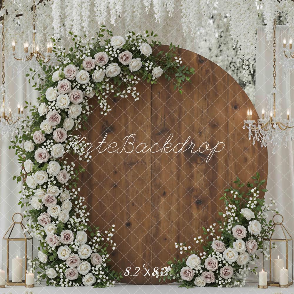 Kate Wedding Garland Chandeliers Wood Backdrop Designed by Mini MakeBelieve - Image 5