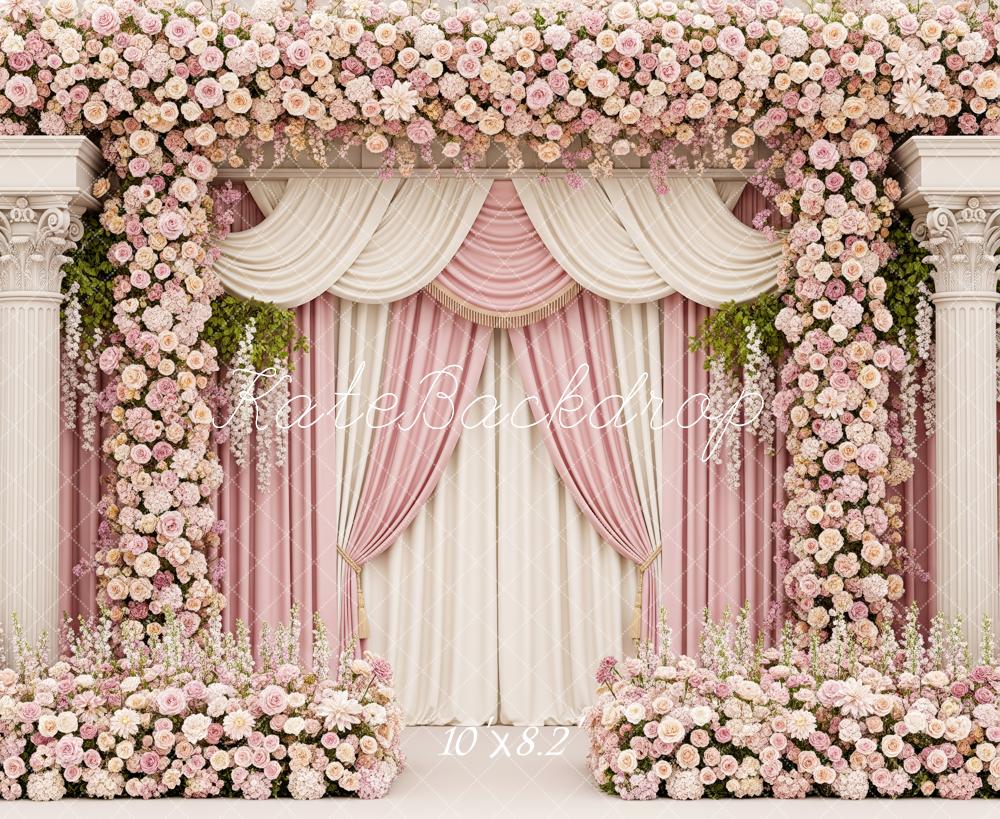 Kate Wedding Garland Drapes Columns Fleece Backdrop Designed by Patty Robert - Image 3