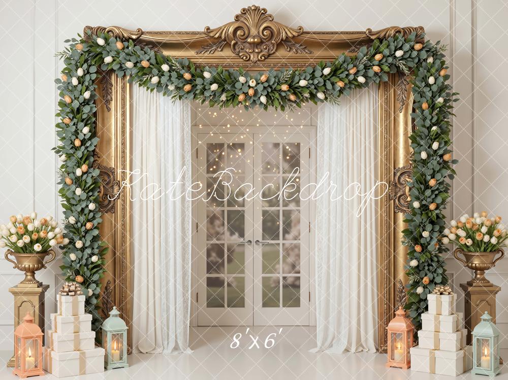 Kate Wedding Garland Golden Frame Lanterns Backdrop Designed by Mini MakeBelieve - Image 3
