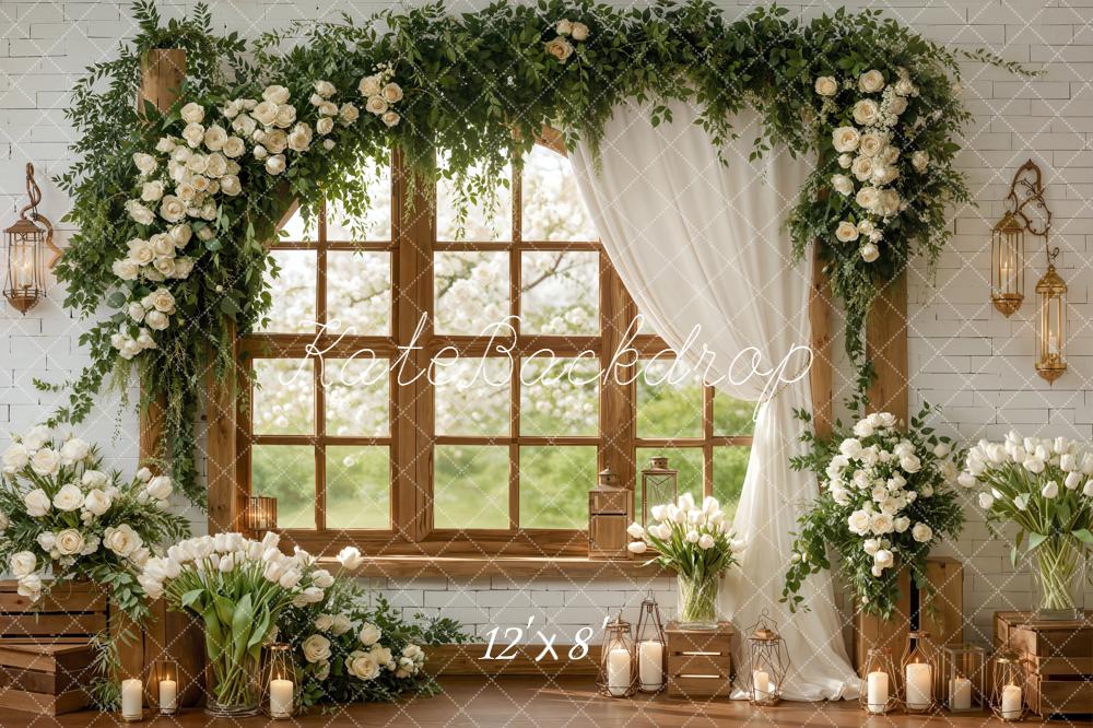 Kate Wedding Garland Window Candles Fleece Backdrop Designed by Emstselch - Image 4