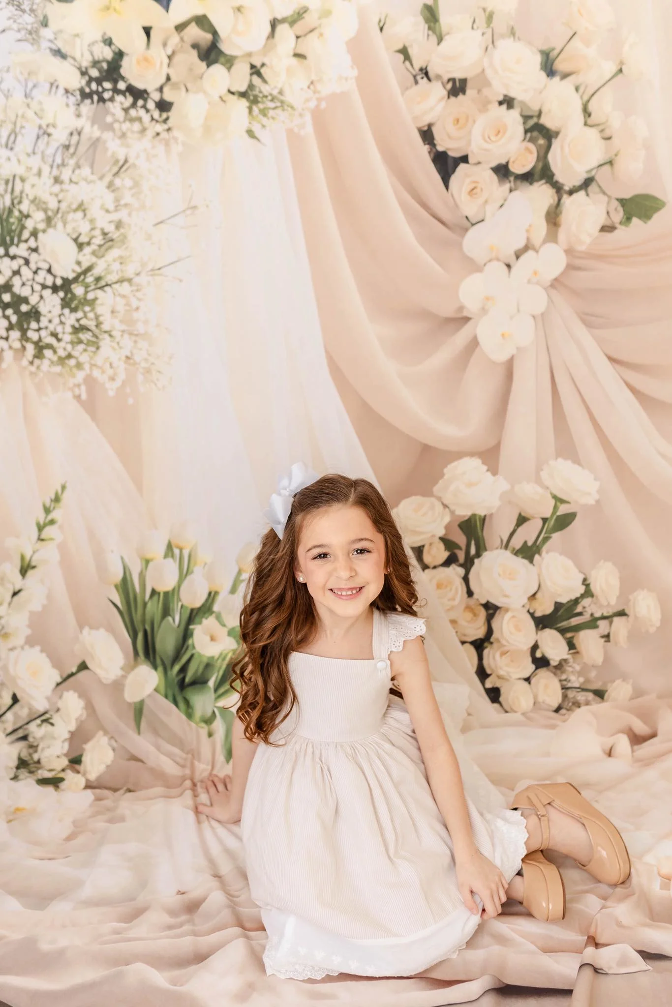 Kate Wedding Ivory Flowers Sheer Curtains Backdrop Designed by Mini MakeBelieve - Image 3